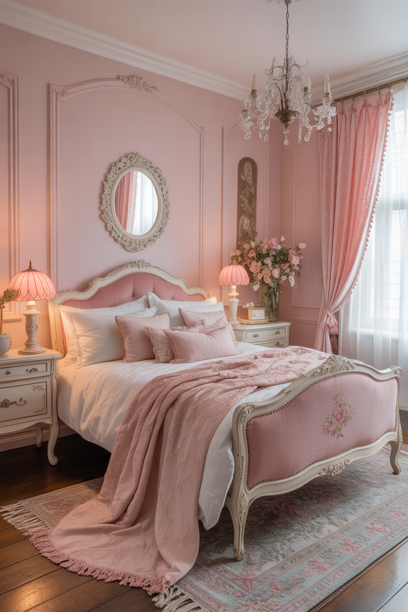 17 Romantic Pink French Shabby Chic Bedroom Inspirations
